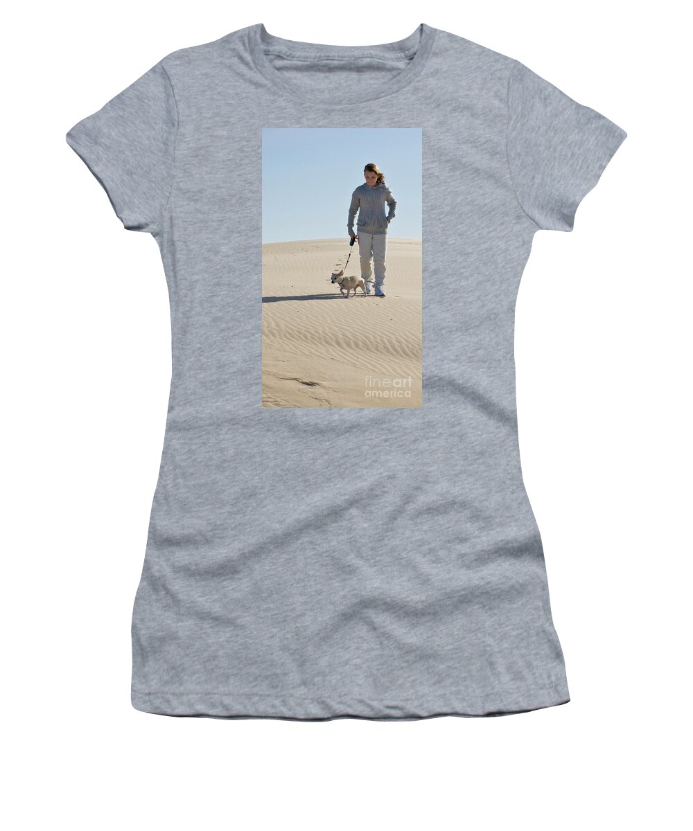  Sand Women's T-Shirt featuring the photograph Sand Walk by Tara Lynn