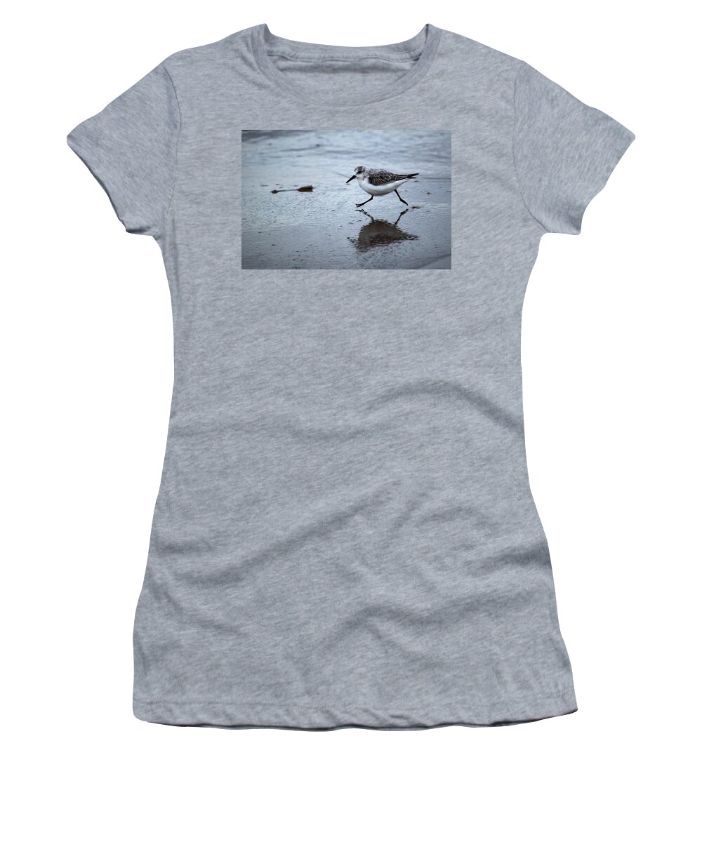Bird Women's T-Shirt featuring the photograph Sanderling Running On Beach by Adrian Wale