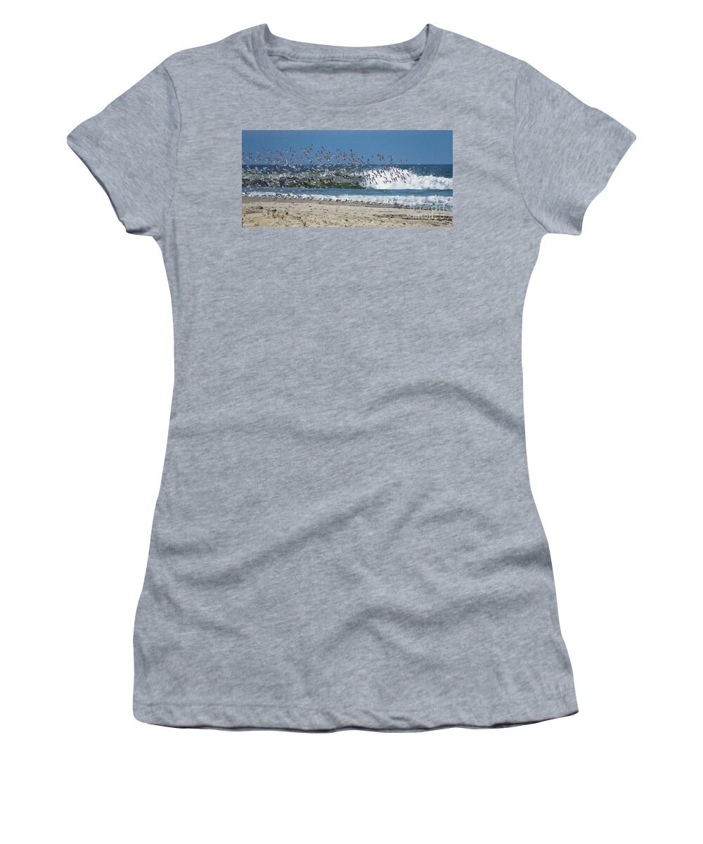 Ocean Women's T-Shirt featuring the digital art Sandpiper Storm by Scott Evers