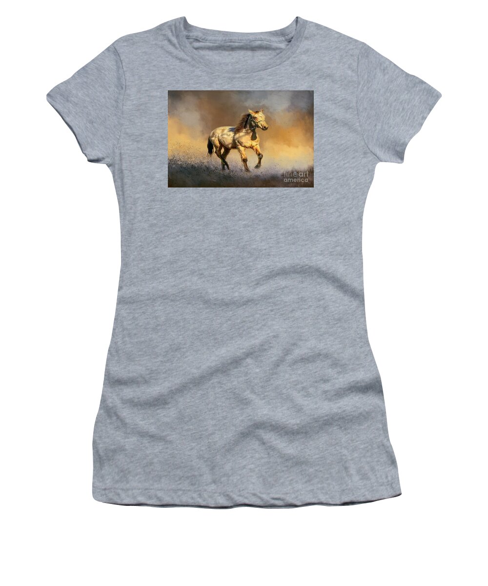 Horses Women's T-Shirt featuring the mixed media Sandy by DB Hayes