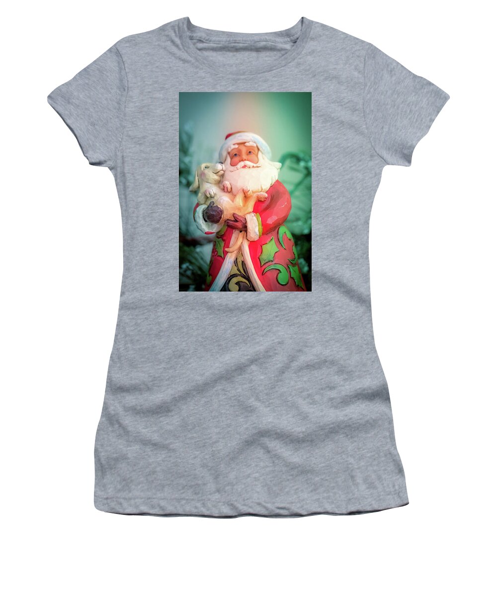 Santa Women's T-Shirt featuring the photograph Santa and Lab Pup by Allin Sorenson