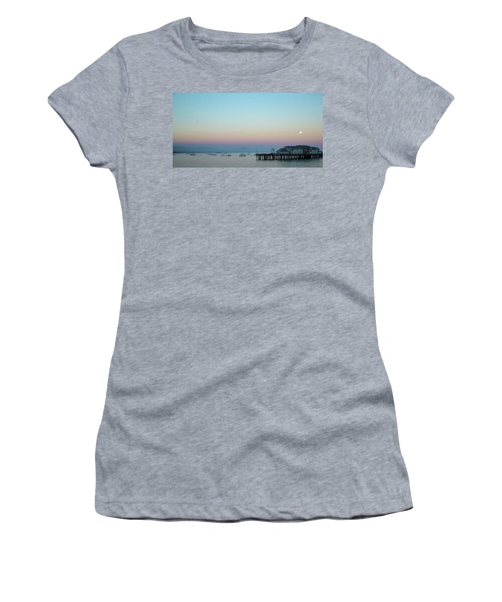 Santa Barbara Women's T-Shirt featuring the photograph Santa Barbara pier at dusk by Andy Myatt