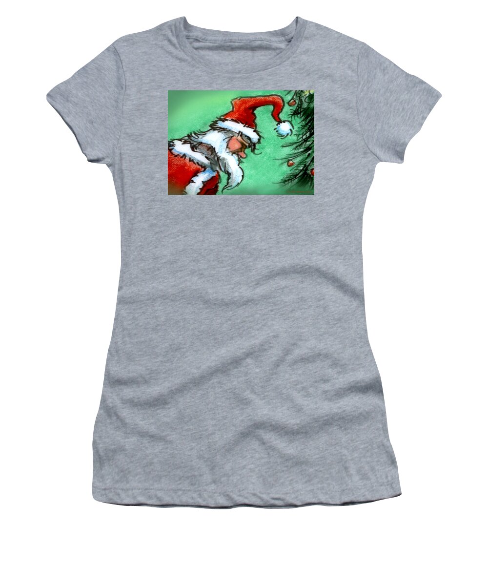 Santa Women's T-Shirt featuring the painting Santa Claus by Kevin Middleton