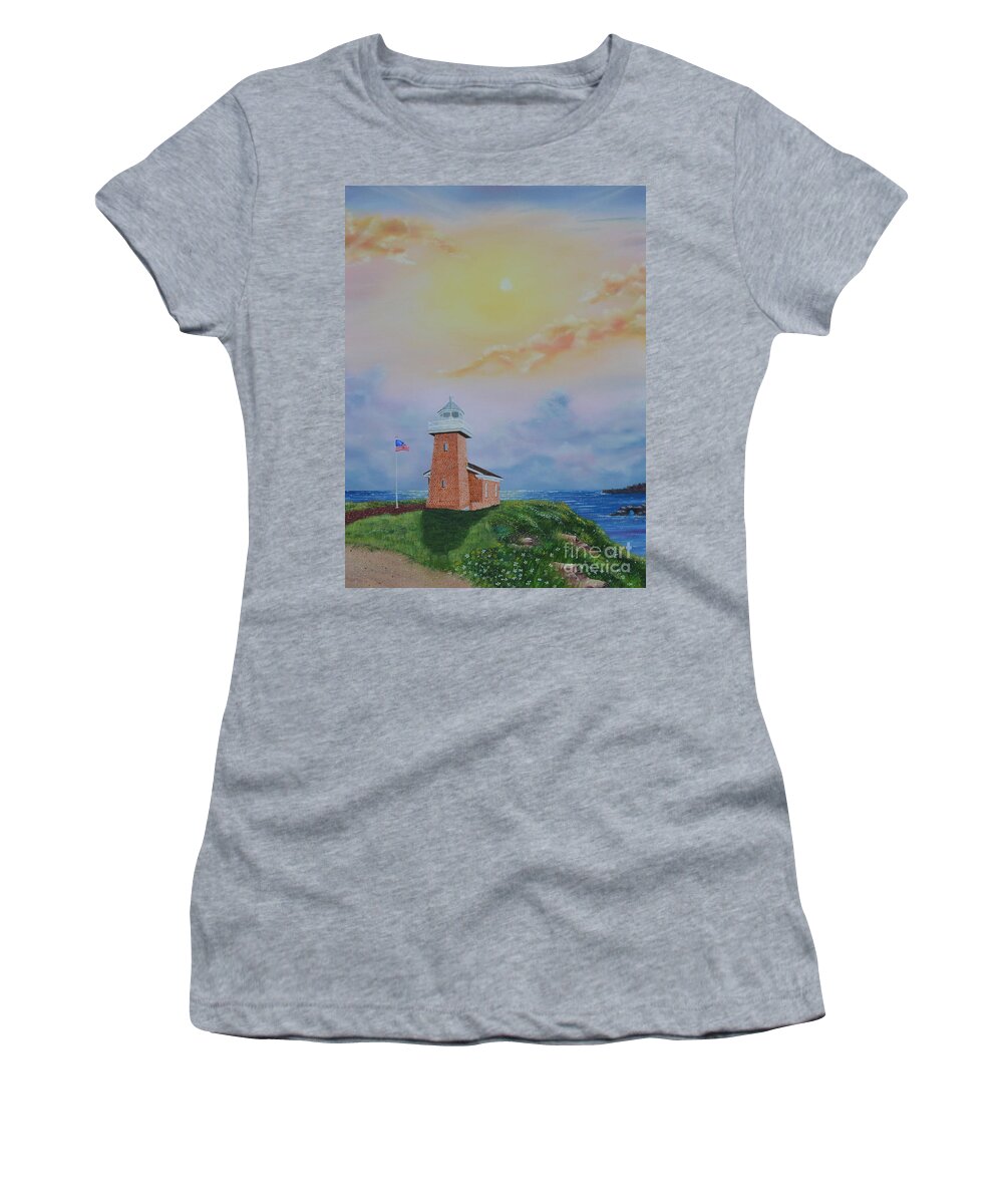 Santa Cruz Women's T-Shirt featuring the painting Santa Cruz Sunset by Mary Scott