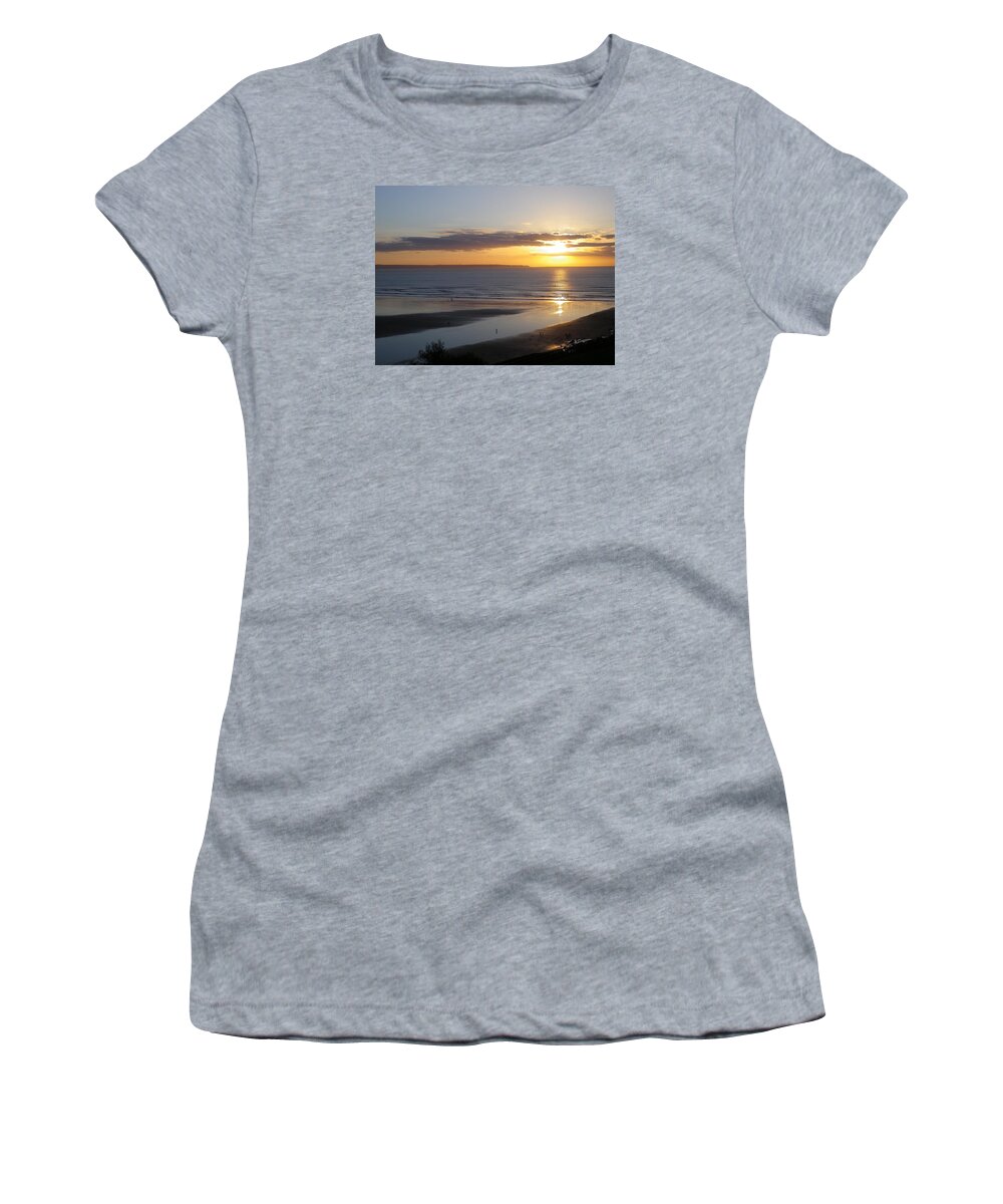 Sunset Women's T-Shirt featuring the photograph Saunton Sands Sunset by Richard Brookes