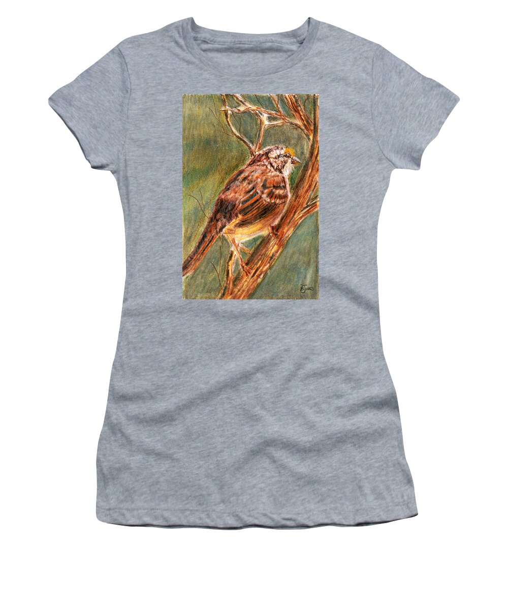 Savannah Sparrow Women's T-Shirt featuring the painting Savannah Sparrow by Barry Jones