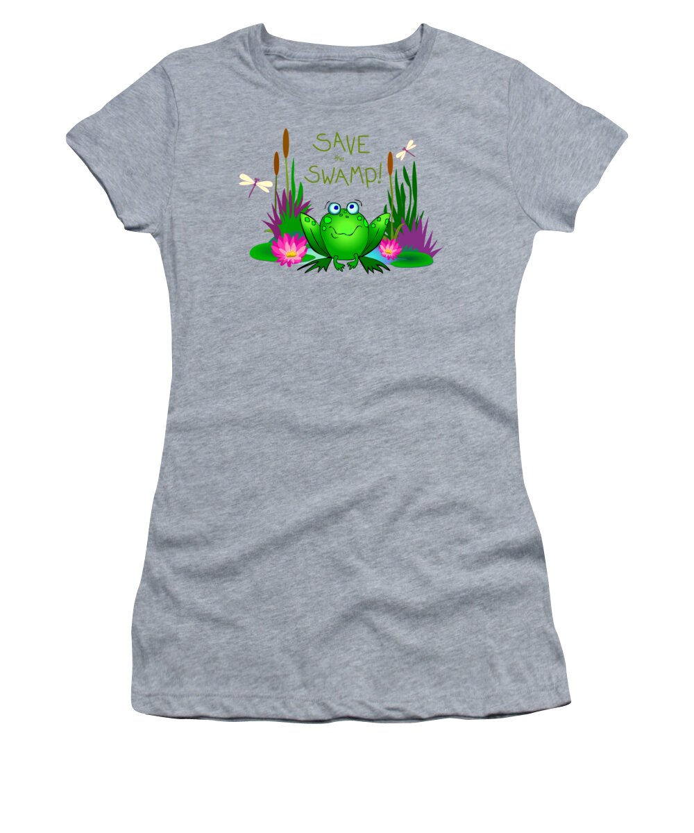 Save The Swamp Women's T-Shirt featuring the digital art Save the Swamp Twitchy the Frog by M Sylvia Chaume