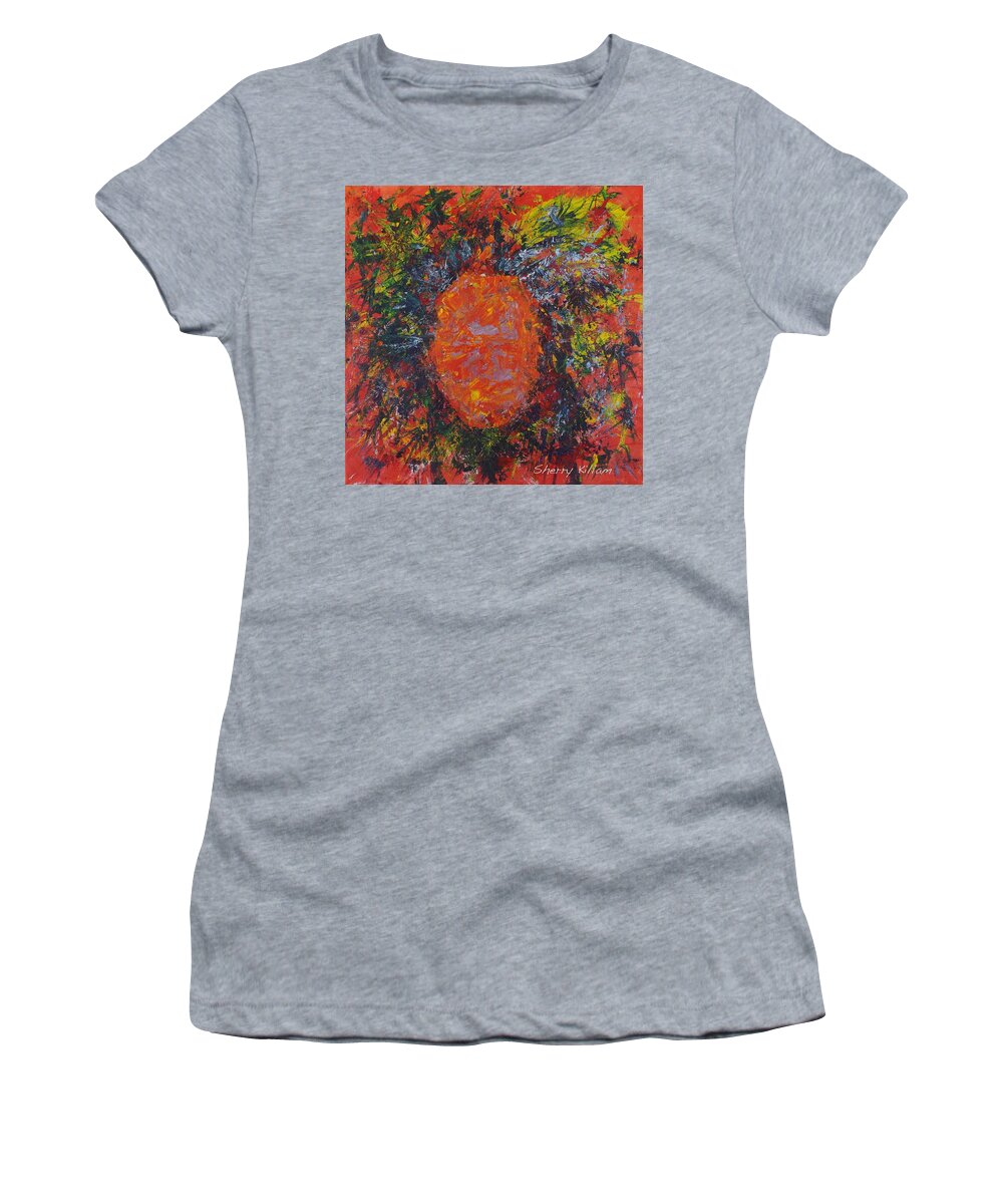 Abstract Women's T-Shirt featuring the painting Scarab Mask by Sherry Killam