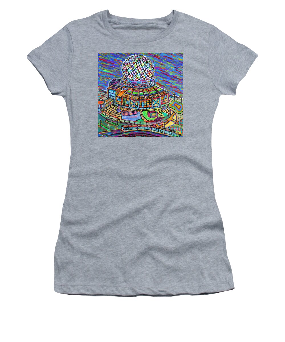 Science Women's T-Shirt featuring the painting Science World, Vancouver, Alive In Color by Jeremy Aiyadurai