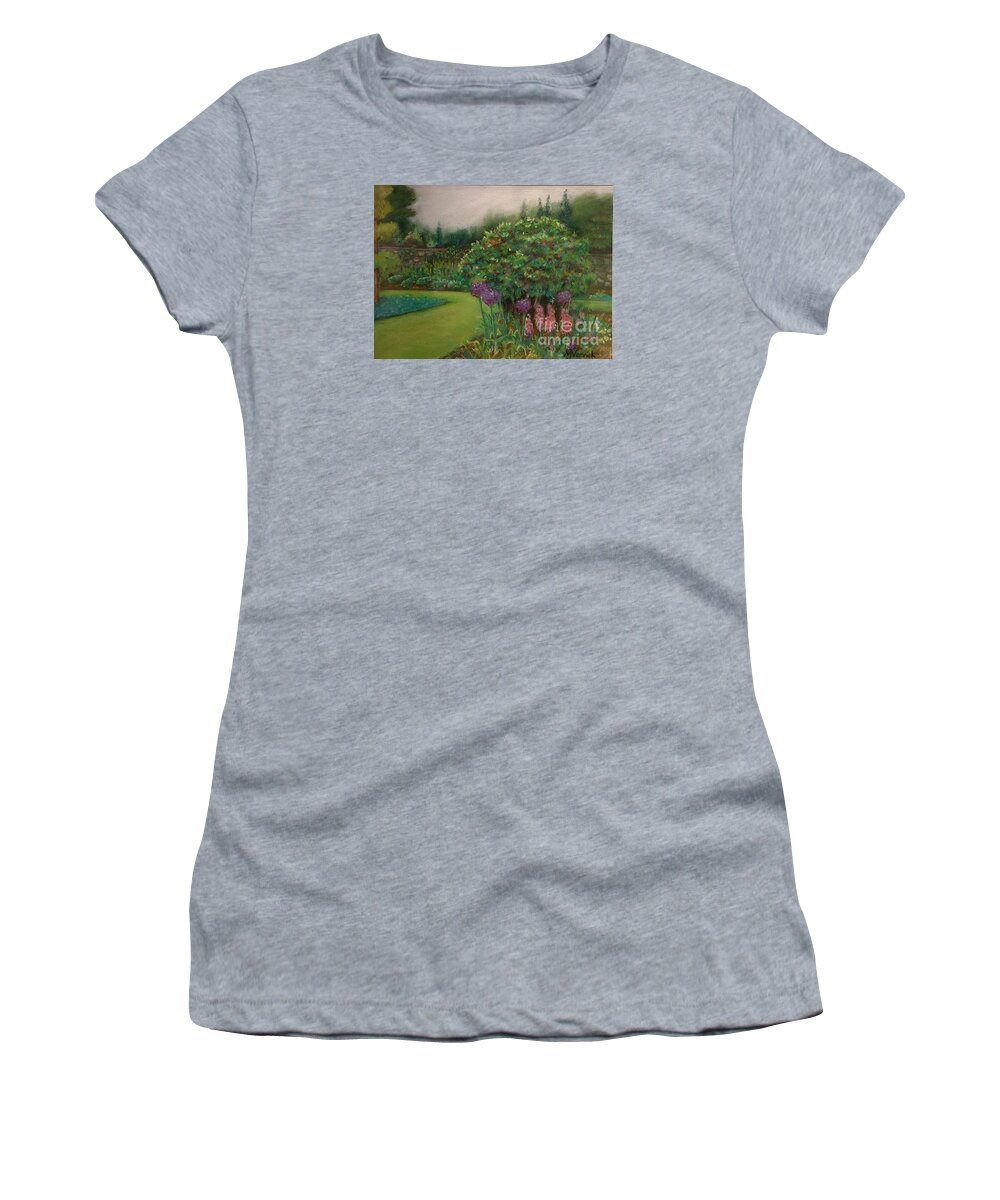 Landscape Women's T-Shirt featuring the painting Scottish Garden by M J Venrick