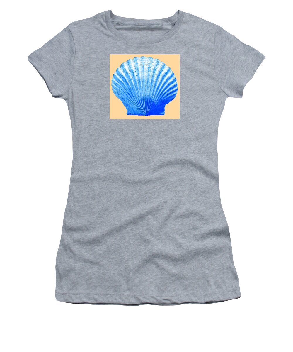 Sea Women's T-Shirt featuring the photograph Sea Shell -Blue on Sand by WAZgriffin Digital