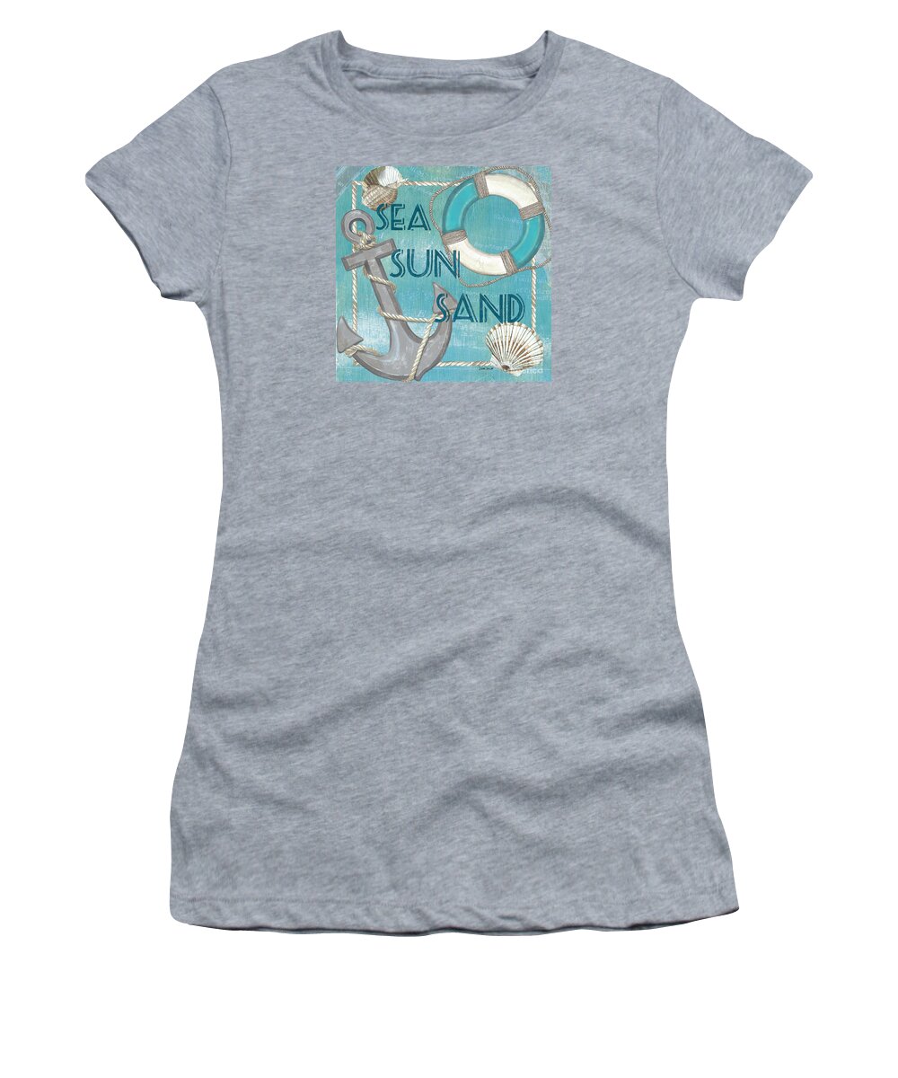 Sun Women's T-Shirt featuring the painting Sea Sun Sand by Debbie DeWitt