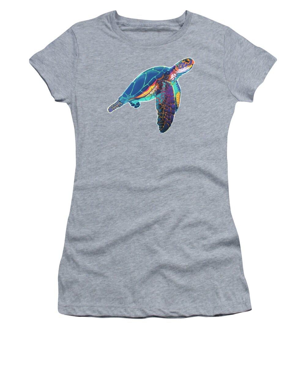 Sea Turtle Women's T-Shirt featuring the painting Sea Turtle by Dawg Painter