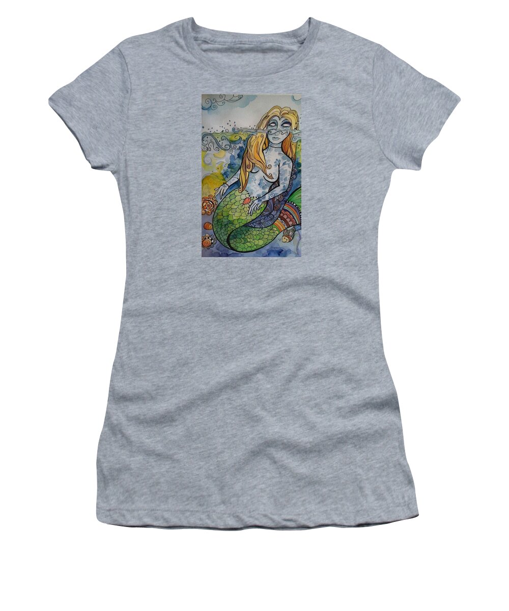Water Women's T-Shirt featuring the painting Searching by Claudia Cole Meek