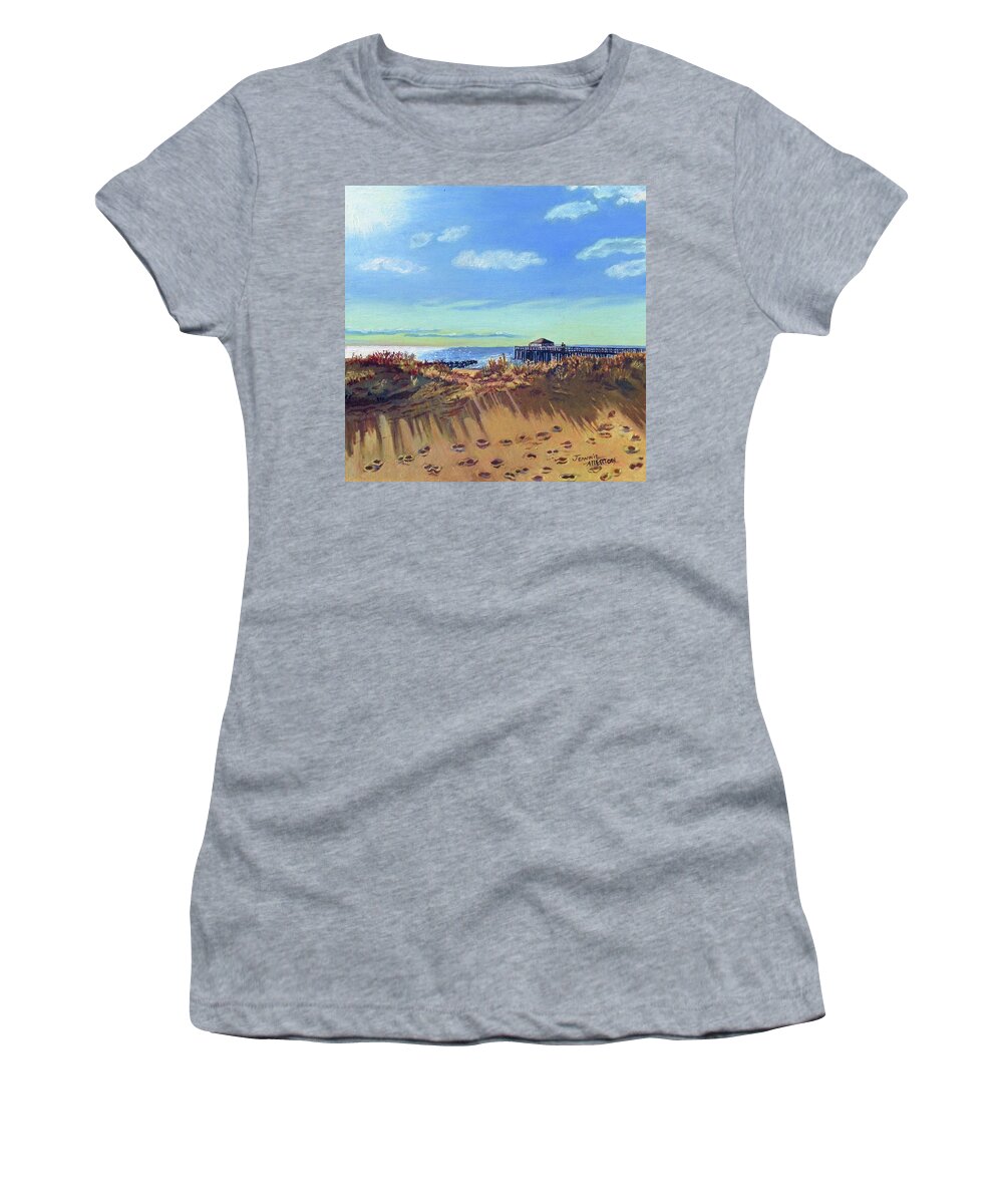 Beach Women's T-Shirt featuring the painting Seashore Shadows by Jeanne Allerton