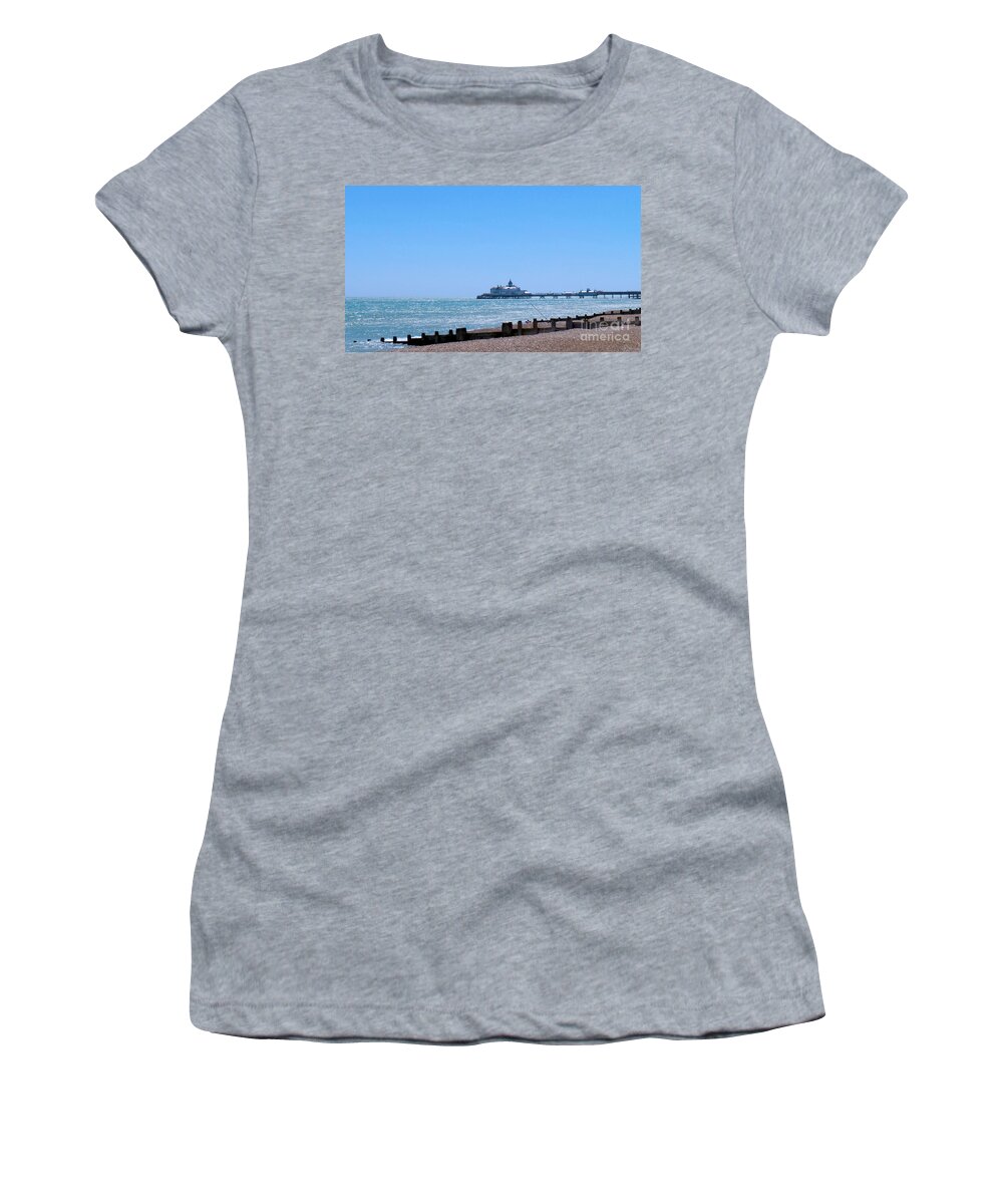 Photography Women's T-Shirt featuring the photograph Seaside and Pier by Francesca Mackenney