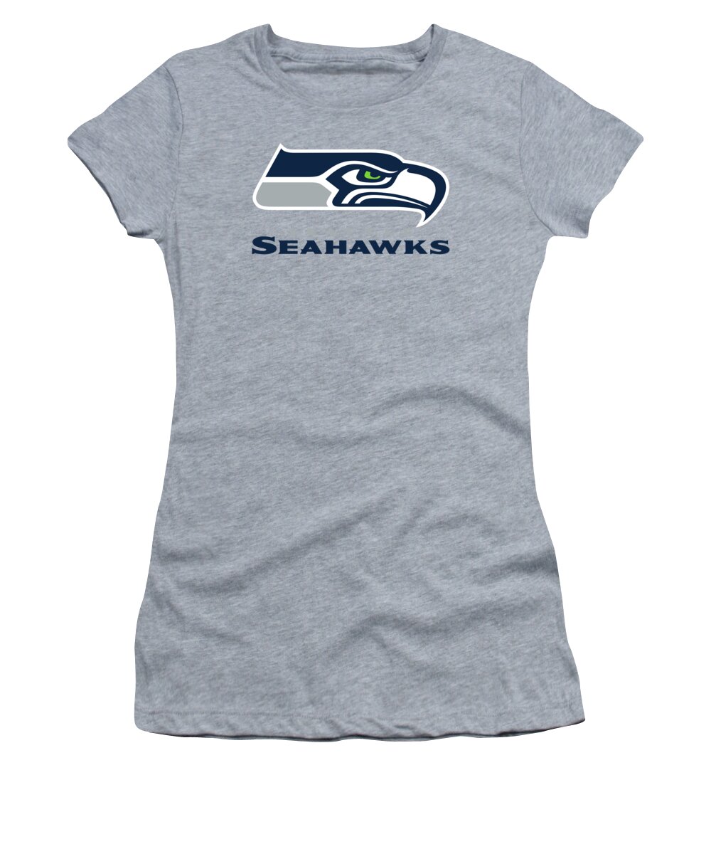Seattle Seahawks Women's T-Shirt featuring the mixed media Seattle Seahawks on an abraded steel texture by Movie Poster Prints