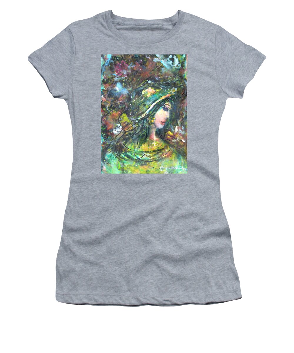  Women's T-Shirt featuring the painting Seed of hope on the week day by Wanvisa Klawklean