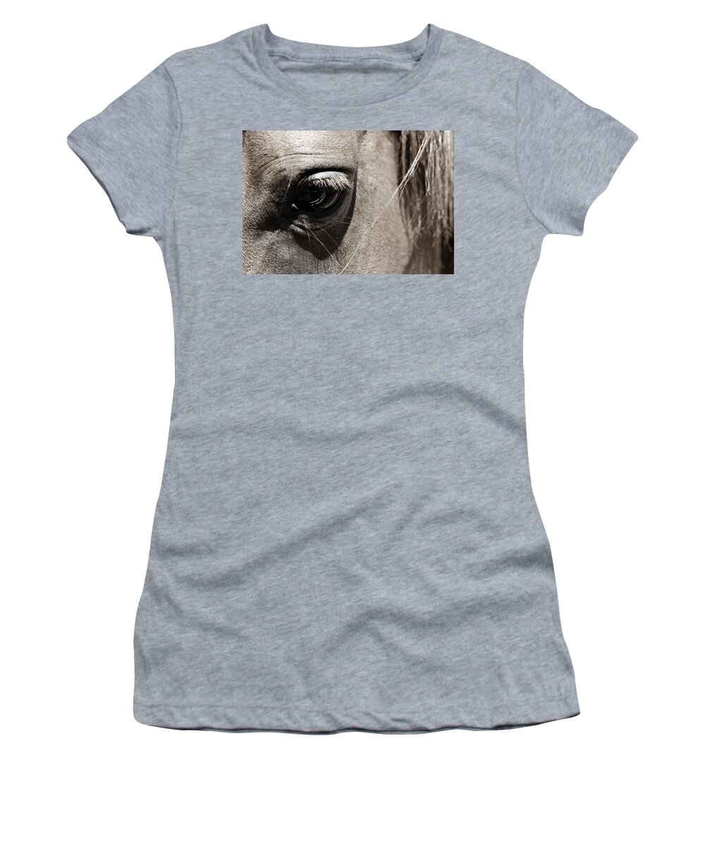Americana Women's T-Shirt featuring the photograph Stillness in the Eye of a Horse by Marilyn Hunt
