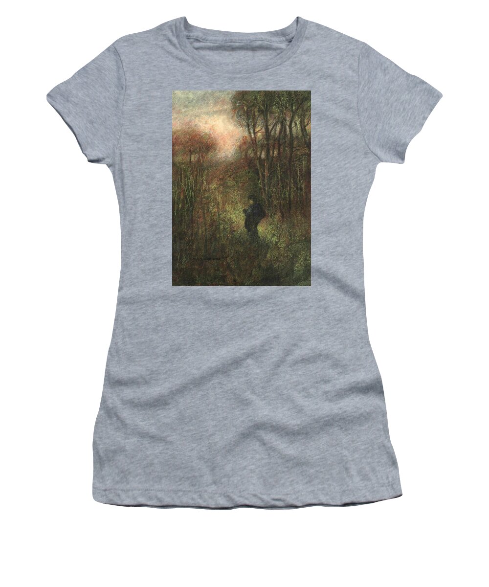 Traveler Women's T-Shirt featuring the painting Self Portrait with Landscape by David Ladmore