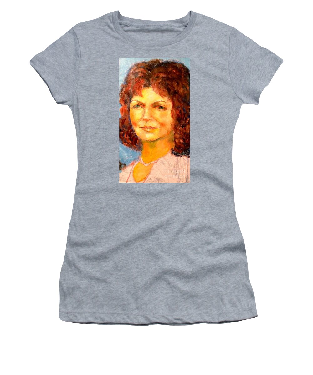 Selfportrait Women's T-Shirt featuring the painting Selfportrait 2018 by Dagmar Helbig