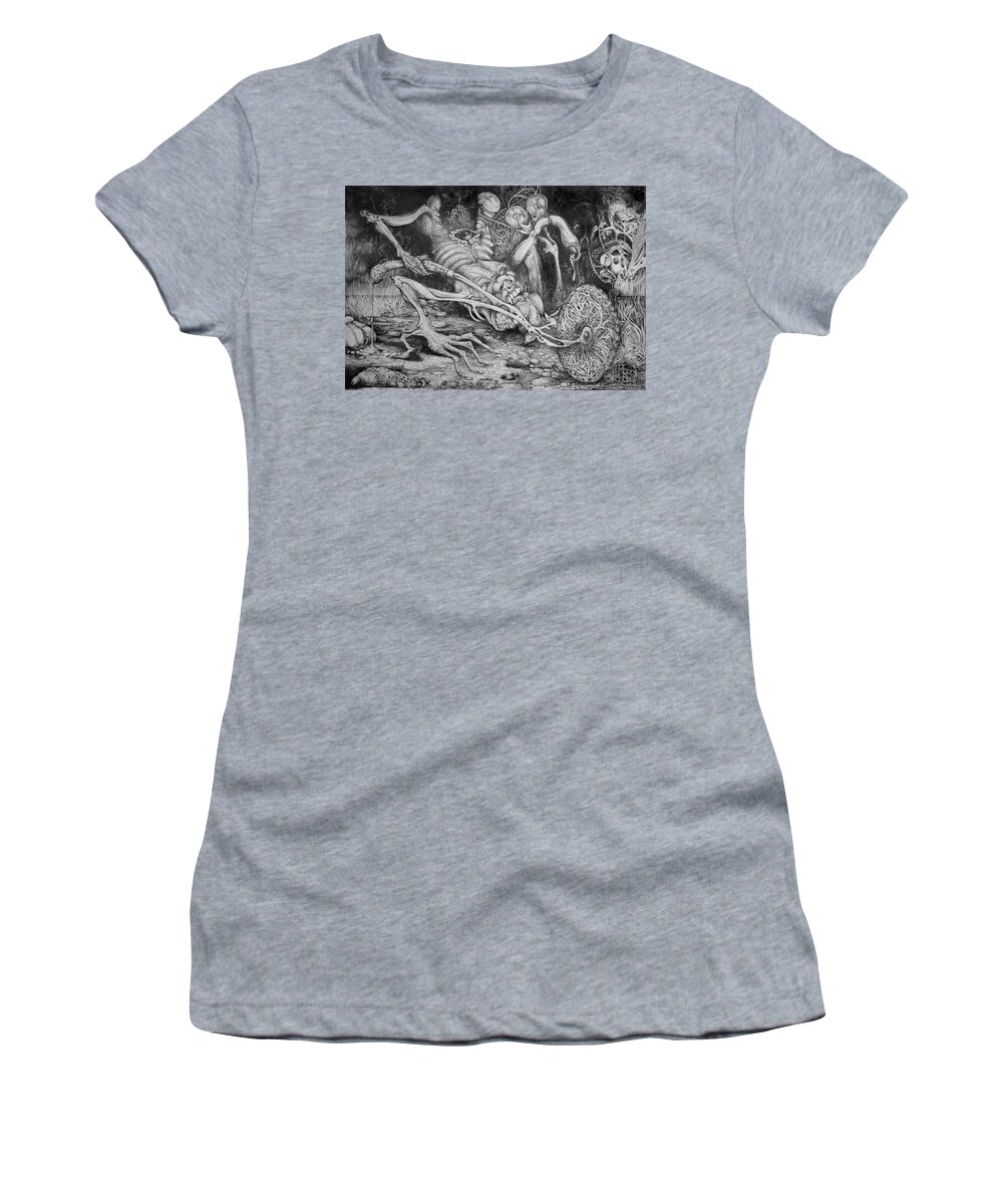 Surrealism Women's T-Shirt featuring the drawing Selfpropelled Beastie Seeder by Otto Rapp
