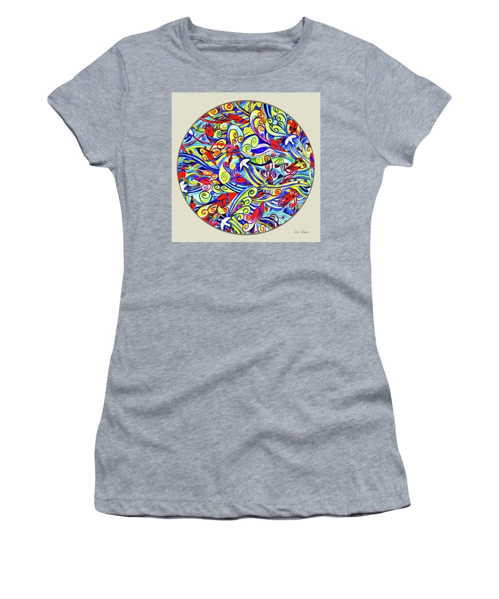 Lise Winne Women's T-Shirt featuring the digital art Semi Abstract Paintings Button by Lise Winne