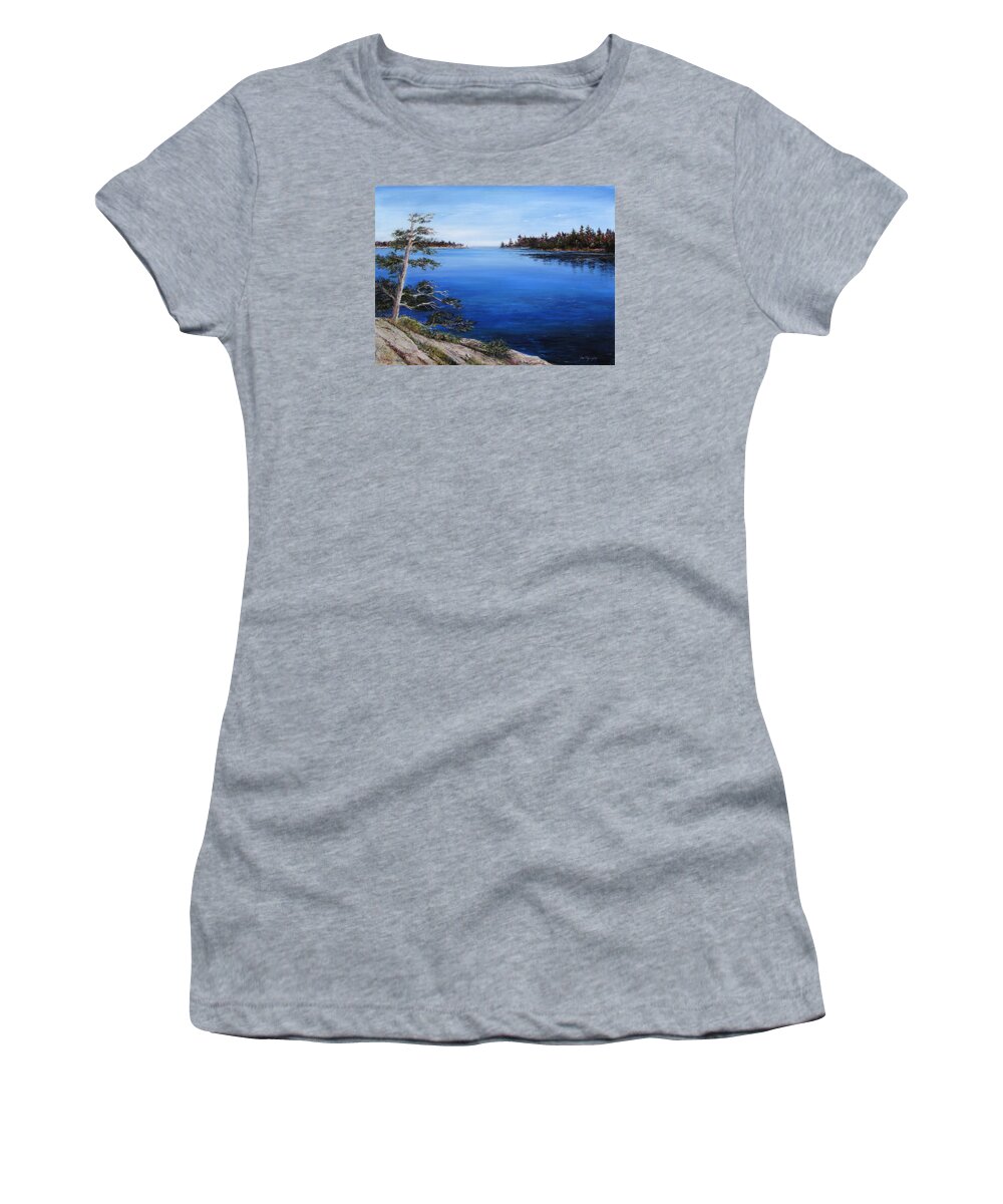 River Women's T-Shirt featuring the painting Sentinel by Jan Byington