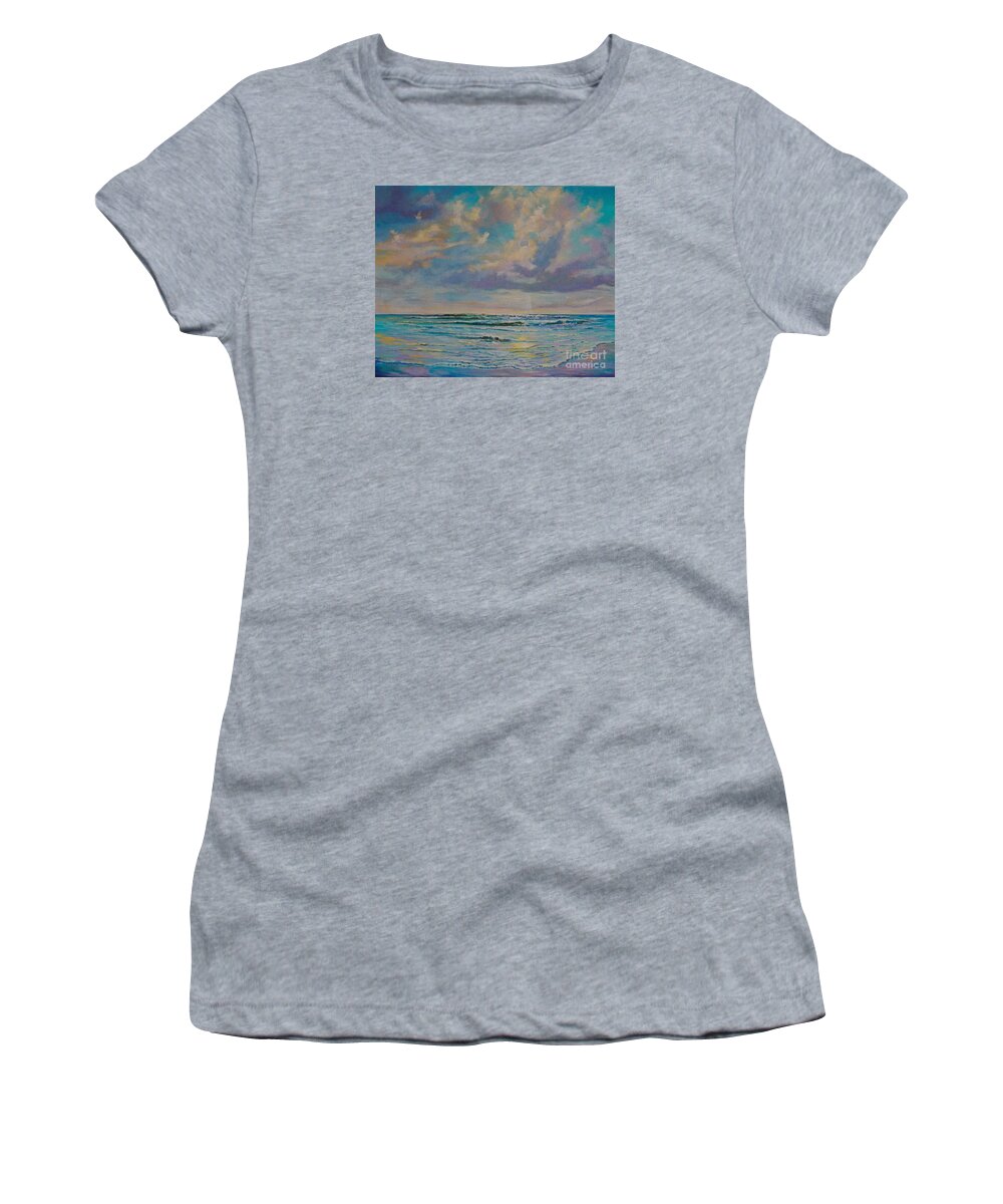 Acrylic Women's T-Shirt featuring the painting Serene Sea by AnnaJo Vahle
