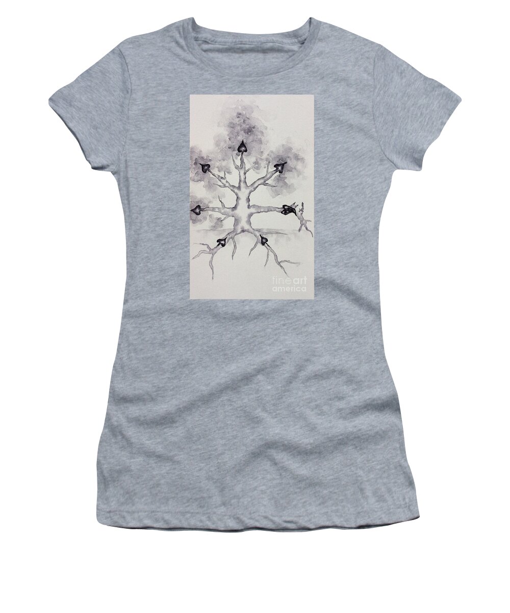 Seven Of Spades Women's T-Shirt featuring the painting Seven of Spades by Srishti Wilhelm