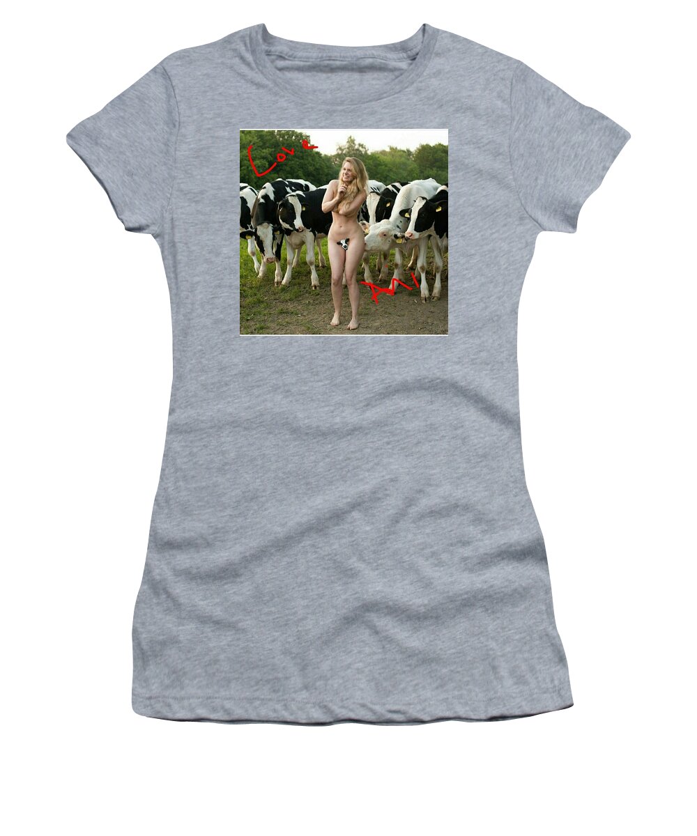 Sexy girl with animals Women's T-Shirt by Sukhdev prashad Joshi - Fine Art  America
