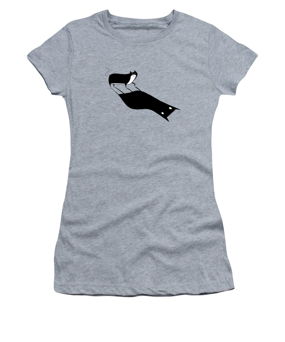 Cat Women's T-Shirt featuring the drawing Shadow by Andrew Hitchen