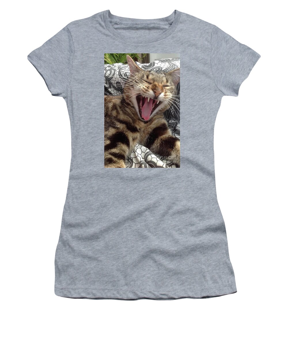 Laughing Cat Women's T-Shirt featuring the photograph 'Shadow' the Laughing Cat by By Divine Light