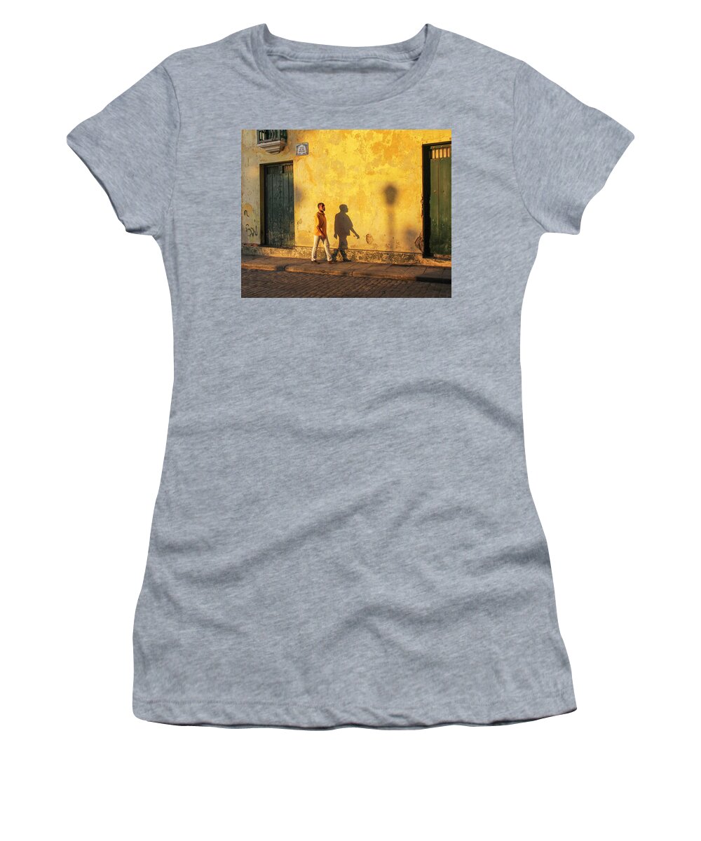 Cuba Women's T-Shirt featuring the photograph Shadow Walking by Marla Craven