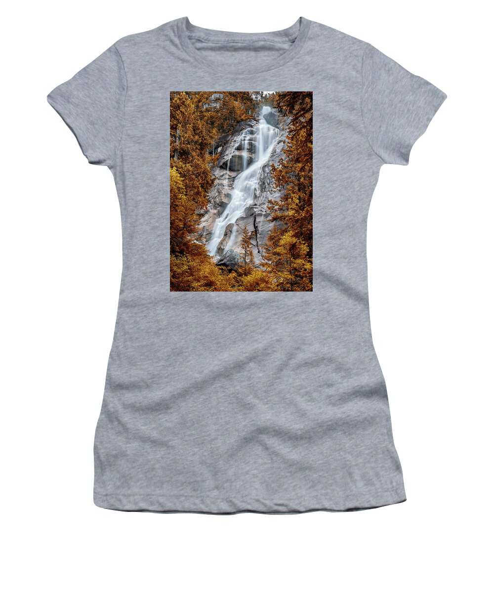Shannon Falls Women's T-Shirt featuring the photograph Shannon Falls - Indian Summer by Stephen Stookey