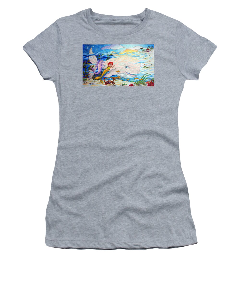 Mermaid Women's T-Shirt featuring the painting She Joyfully Swims by Matt Konar