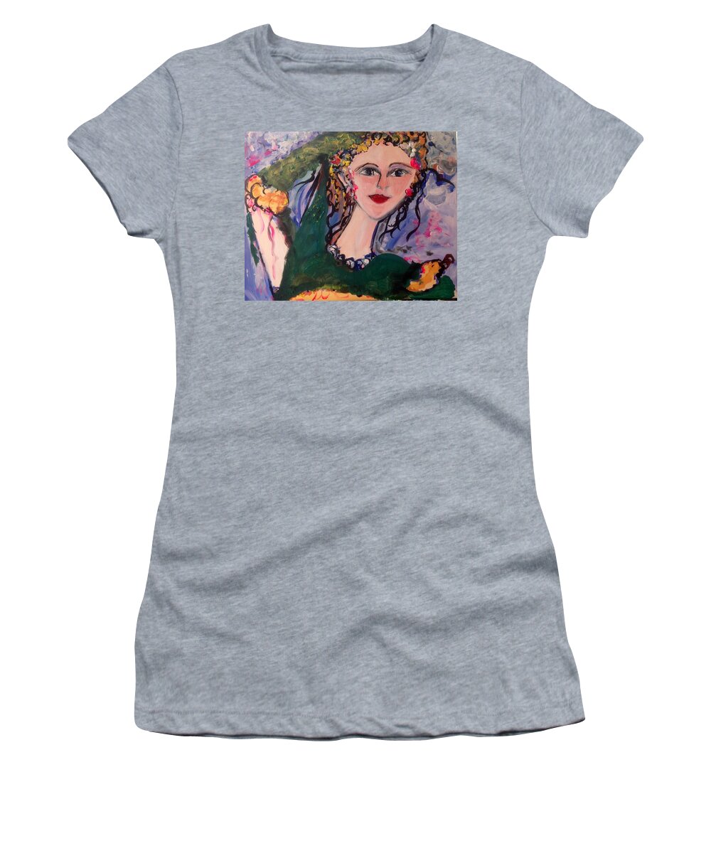 River Women's T-Shirt featuring the painting She waited by the River by Judith Desrosiers