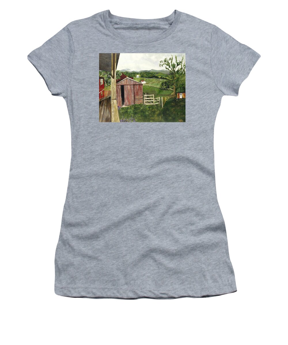Landscapes Women's T-Shirt featuring the painting Shenendoah by Anitra Handley-Boyt