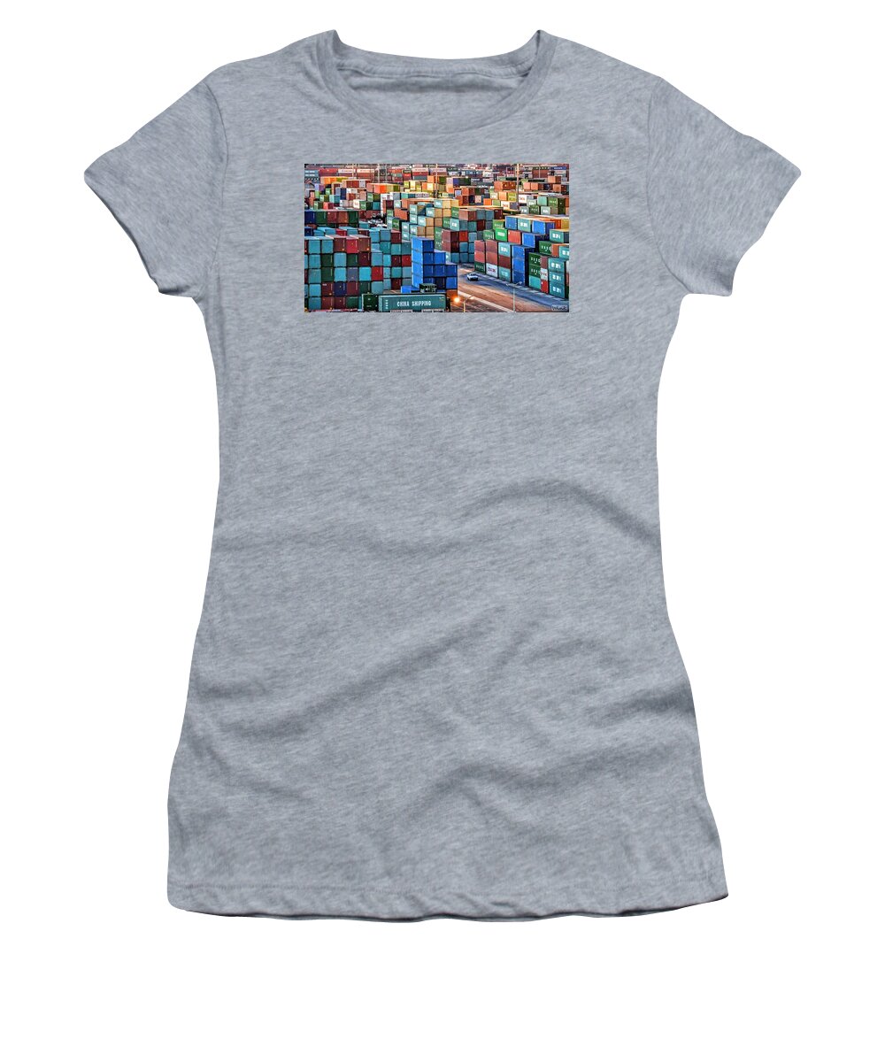 Shipping Containers La Women's T-Shirt featuring the photograph Ship it by Wendell Ward