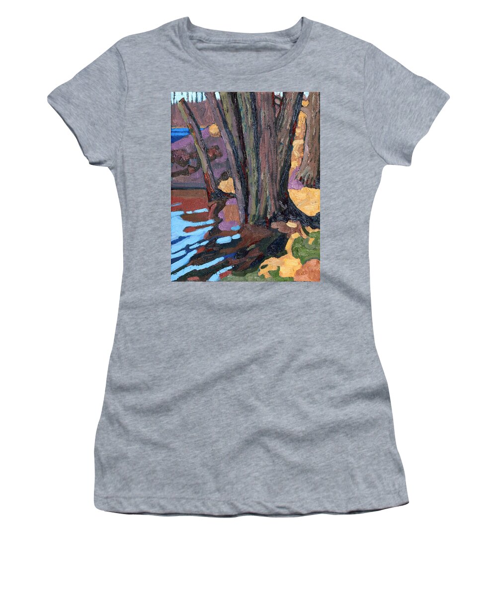 Jim Women's T-Shirt featuring the painting Shoreline Maples by Phil Chadwick