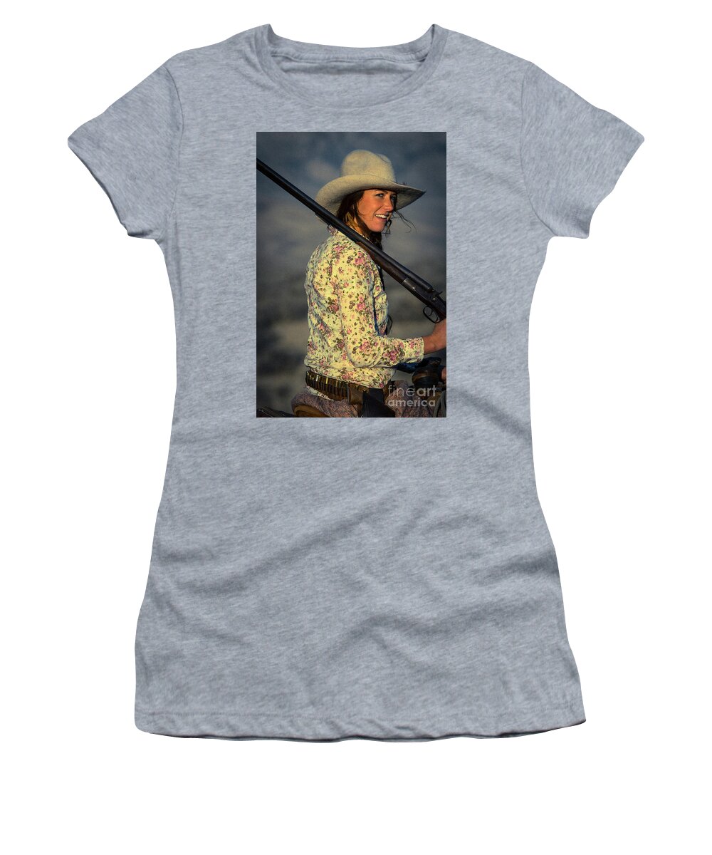 Hannah Women's T-Shirt featuring the photograph Shotgun Annie Western Art by Kaylyn Franks by Kaylyn Franks
