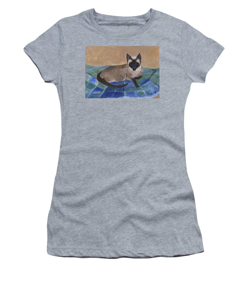 Animal Women's T-Shirt featuring the painting Siamese Nap by Jamie Frier