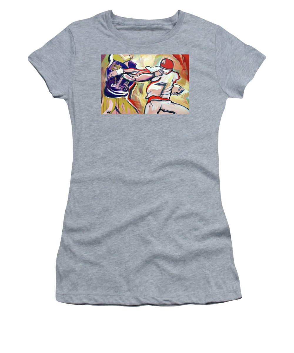  Women's T-Shirt featuring the painting Side Arm Uga by John Gholson