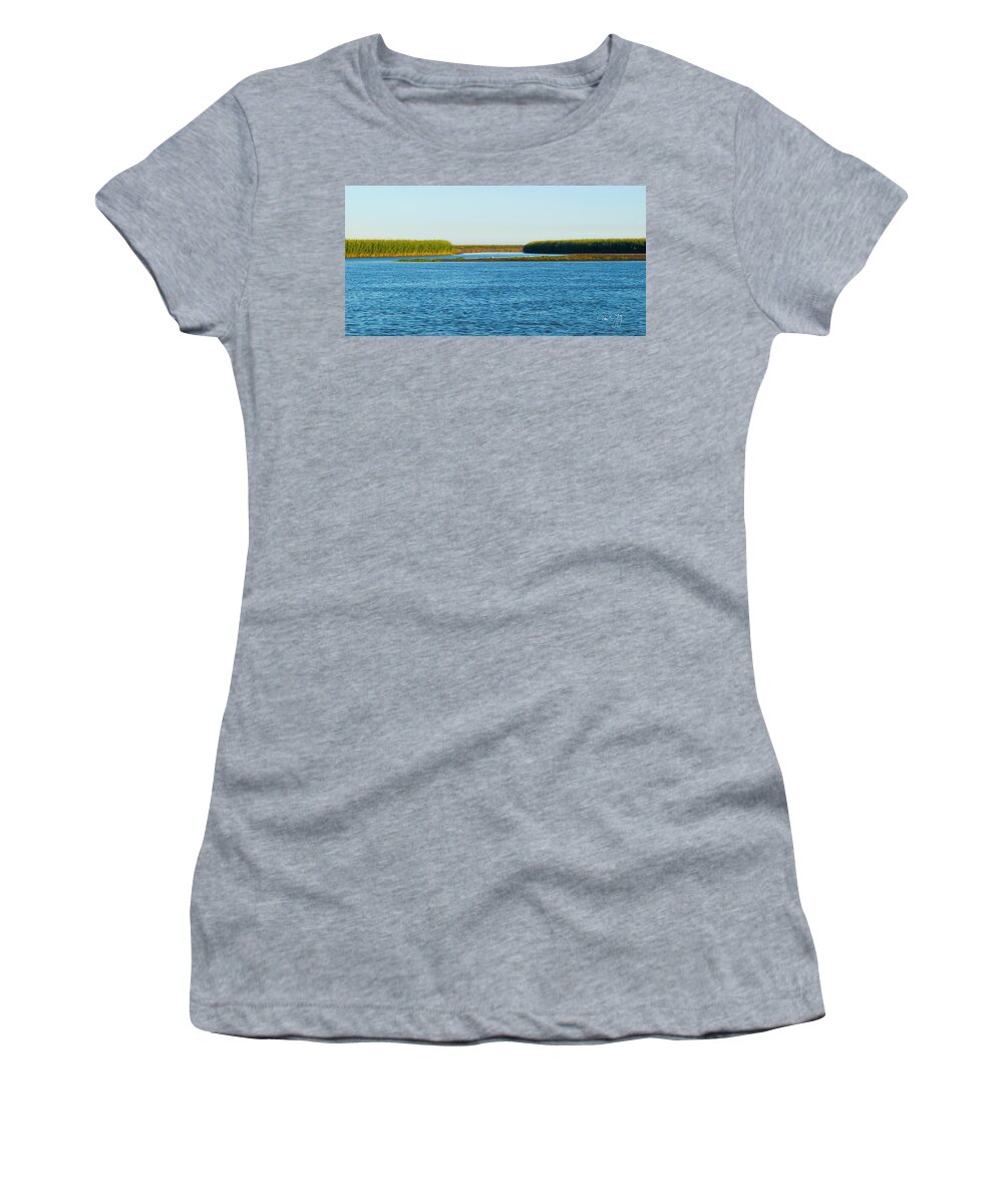 Gulf Of Mexico Women's T-Shirt featuring the photograph Silt Islands and Banks Mississippi River Delta Louisiana by Paul Gaj