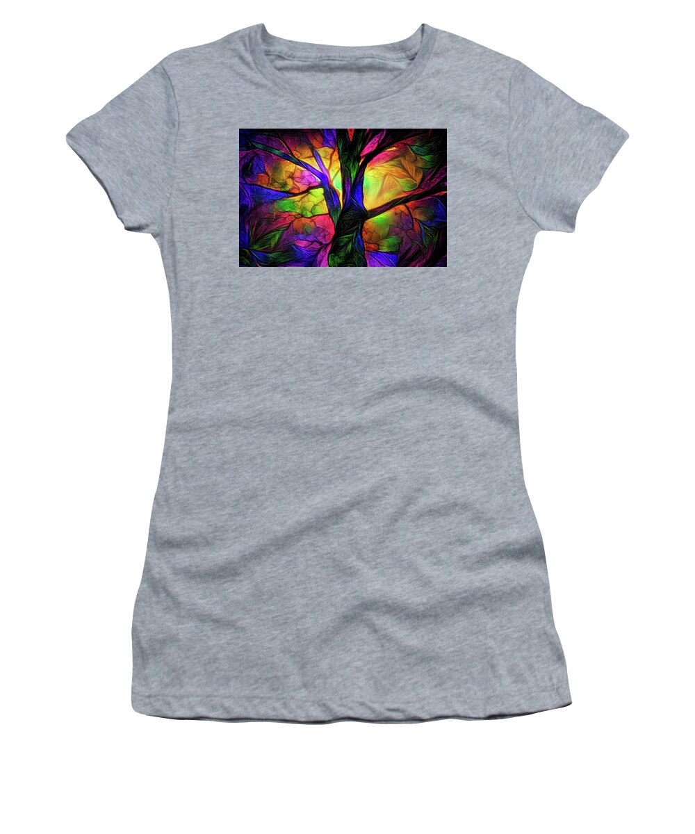 Magical Tree Women's T-Shirt featuring the mixed media Single Tree by Lilia S
