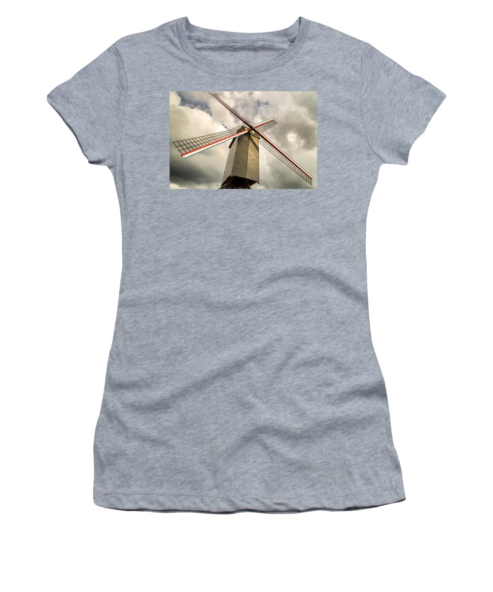 Brugge Women's T-Shirt featuring the photograph Sint Janshuismolen Windmill 2 by Pablo Lopez