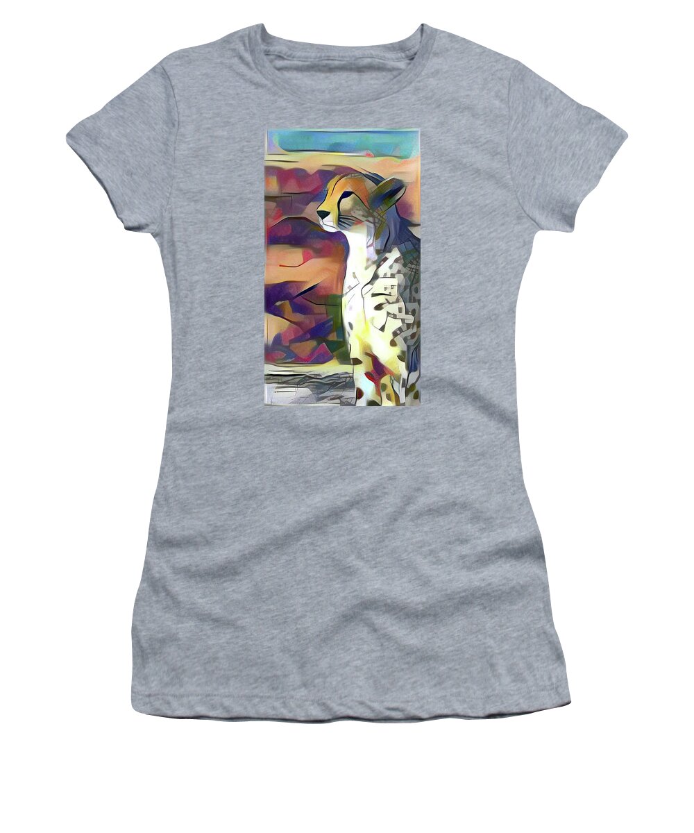 Cheetah Women's T-Shirt featuring the photograph Sitting Cheetah by Gini Moore
