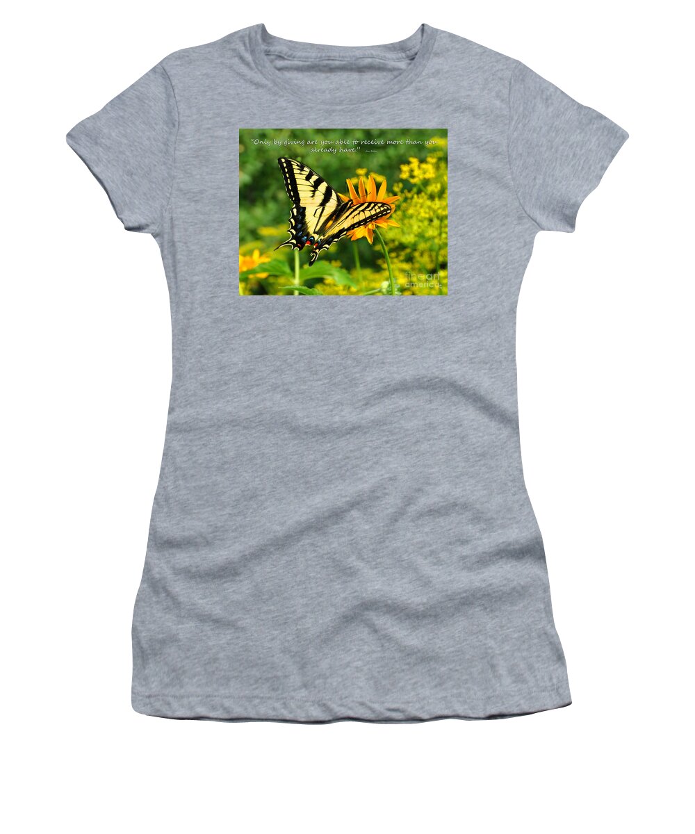 Diane Berry Women's T-Shirt featuring the photograph Sitting Pretty Giving by Diane E Berry