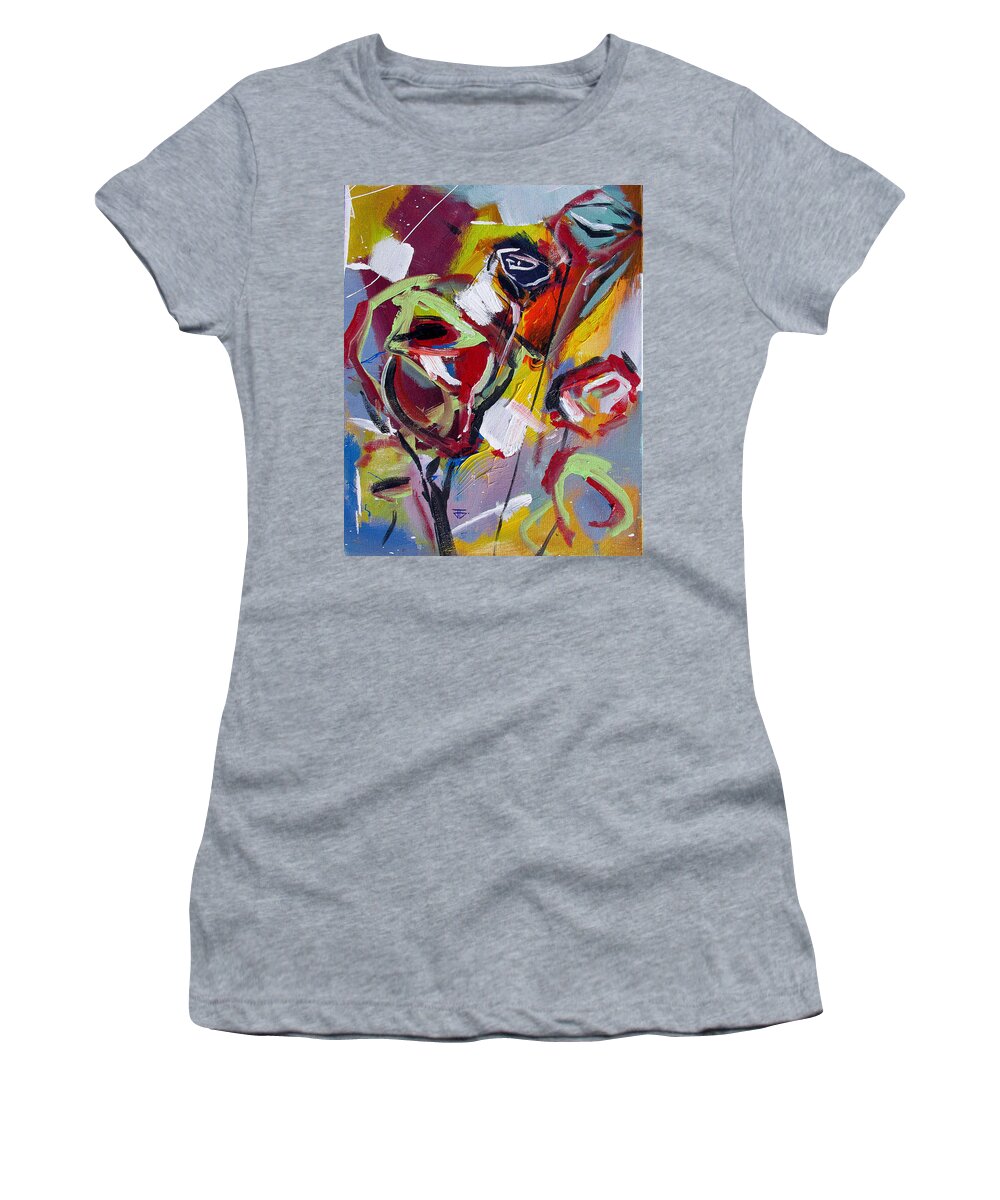 Florals Women's T-Shirt featuring the painting Six Roses by John Gholson