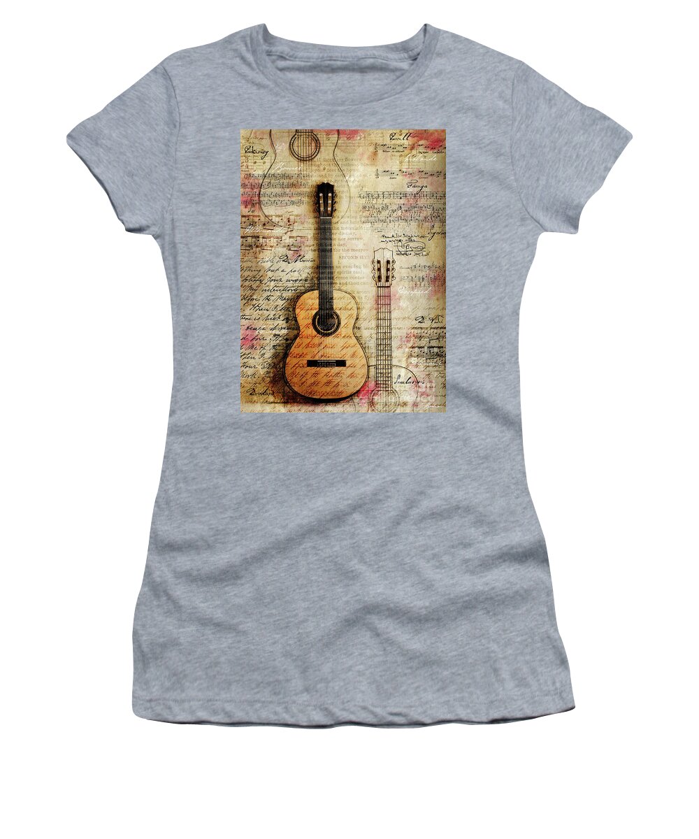 Guitar Digital Art Women's T-Shirt featuring the digital art Six String Sages by Gary Bodnar